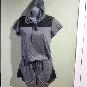 2pc mesh hooded top and short set